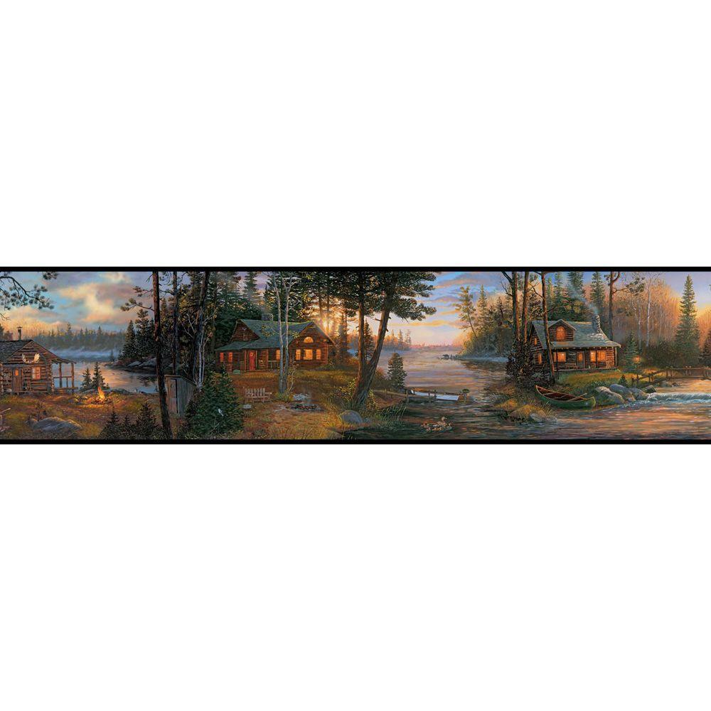 York Wallcoverings Lake Forest Lodge Cabin Fever Wallpaper Border