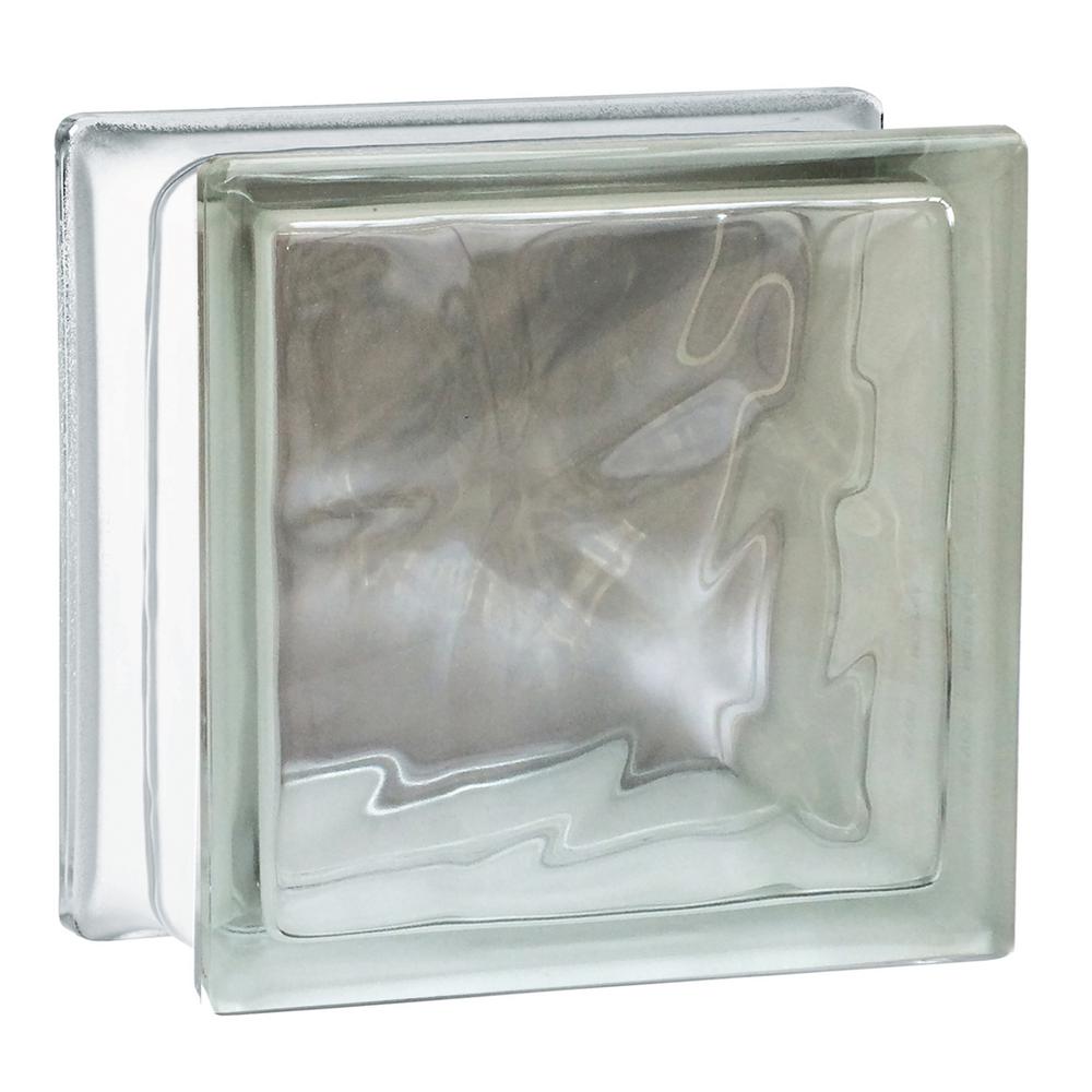 Seves Nubio 7.75 in. x 7.75 in. x 3.875 in. Wave Pattern Glass Block