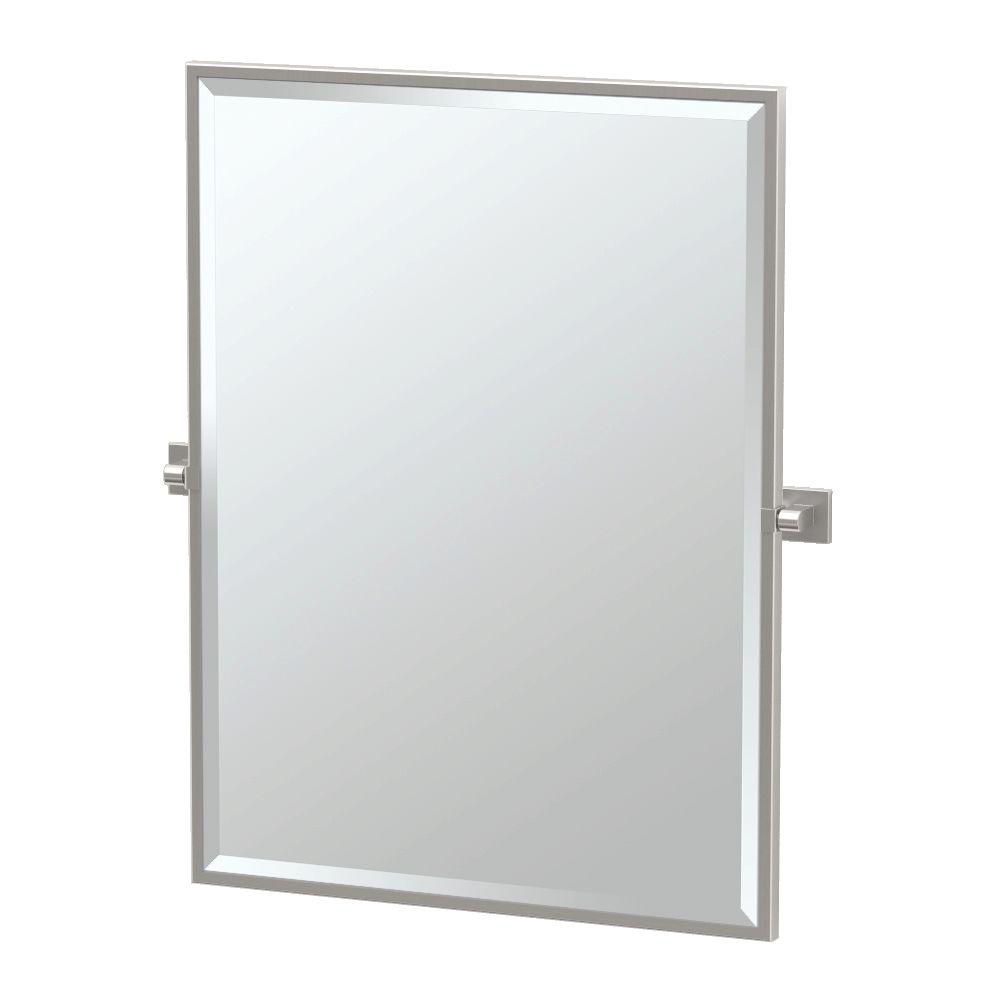 Gatco Elevate 28 In X 33 Framed Single Large Rectangle Mirror Framed Single Large Rectangle Mirror In Satin