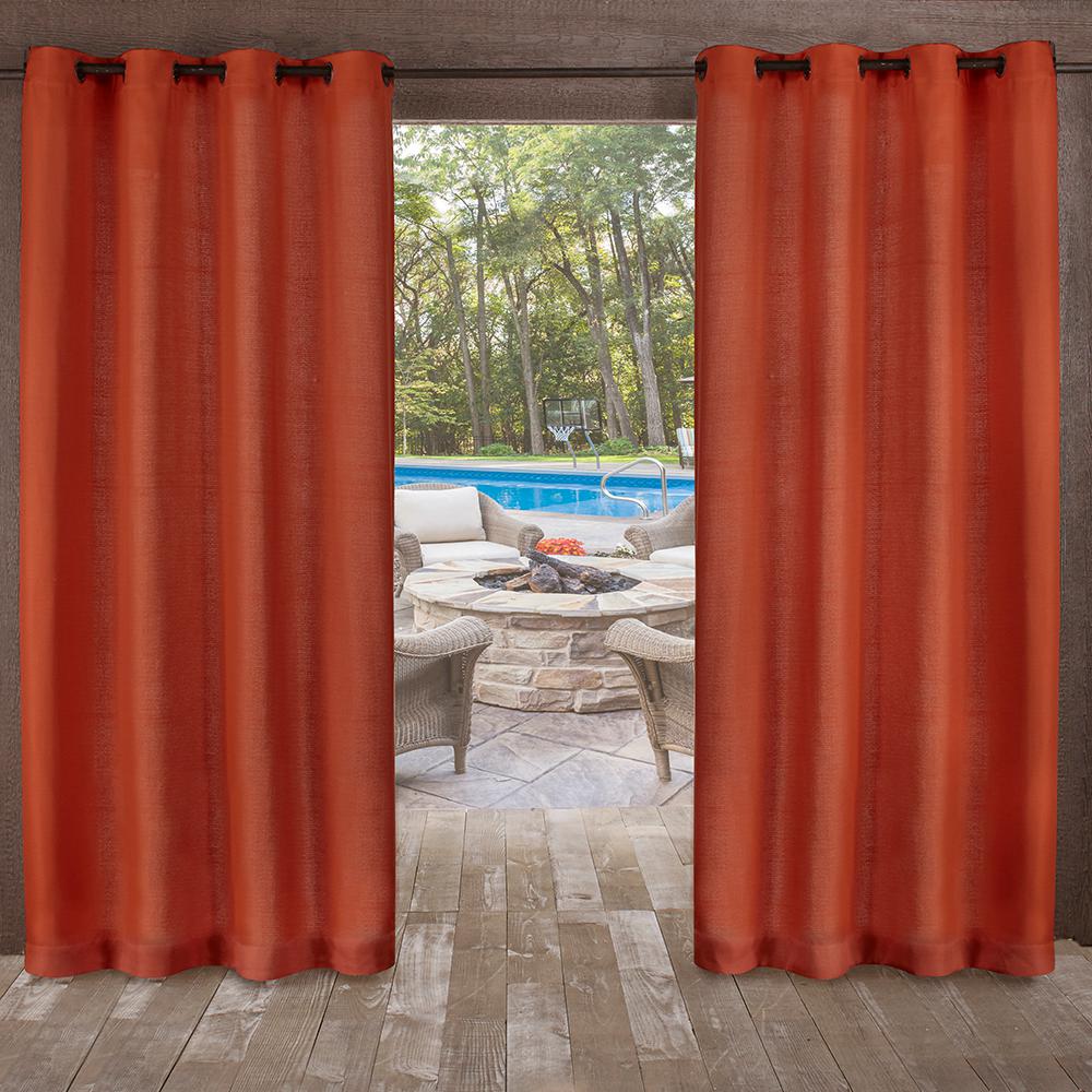 Delano 54 In W X 84 In L Indoor Outdoor Grommet Top Curtain Panel In Mecca Orange 2 Panels