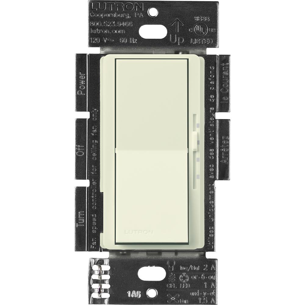Lutron Diva Fan Control and Light Switch for LEDs, CFLs, Incandescent and Halogen in Biscuit