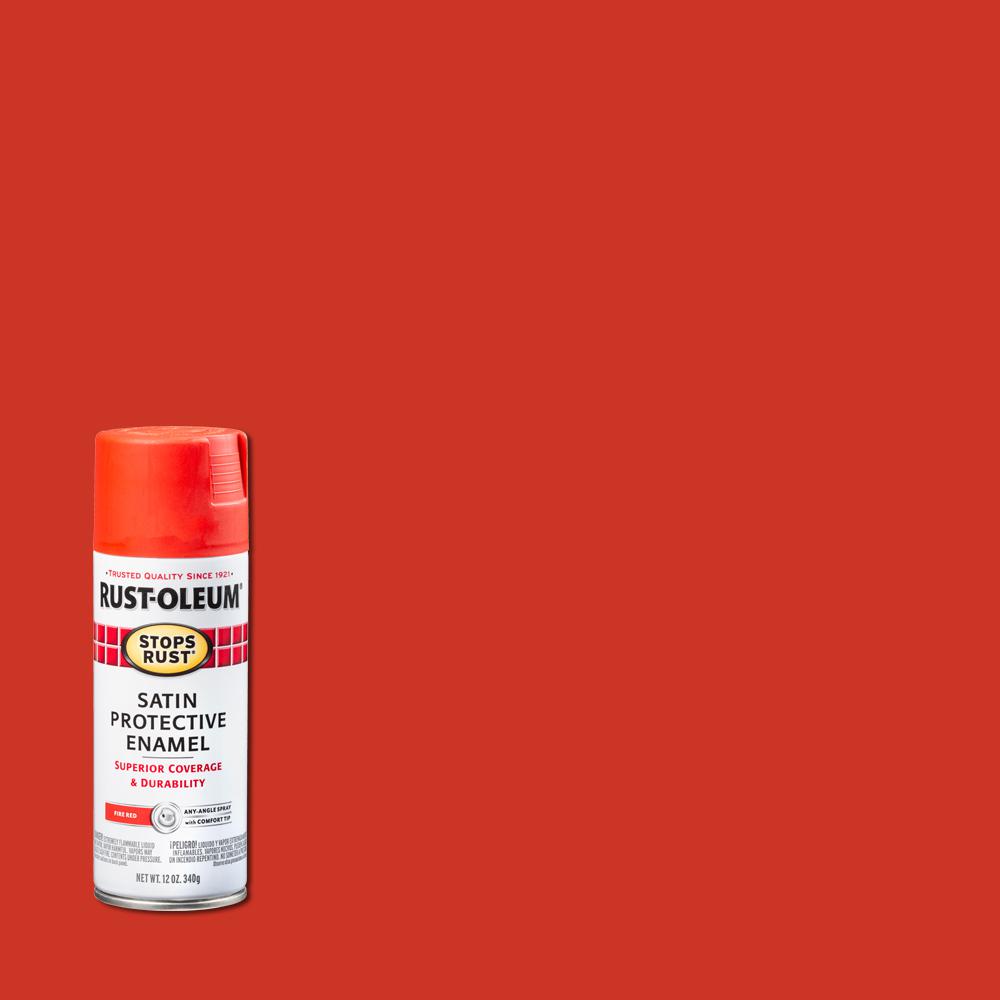 RustOleum Stops Rust 12 oz. Protective Enamel Satin Fire Red Spray