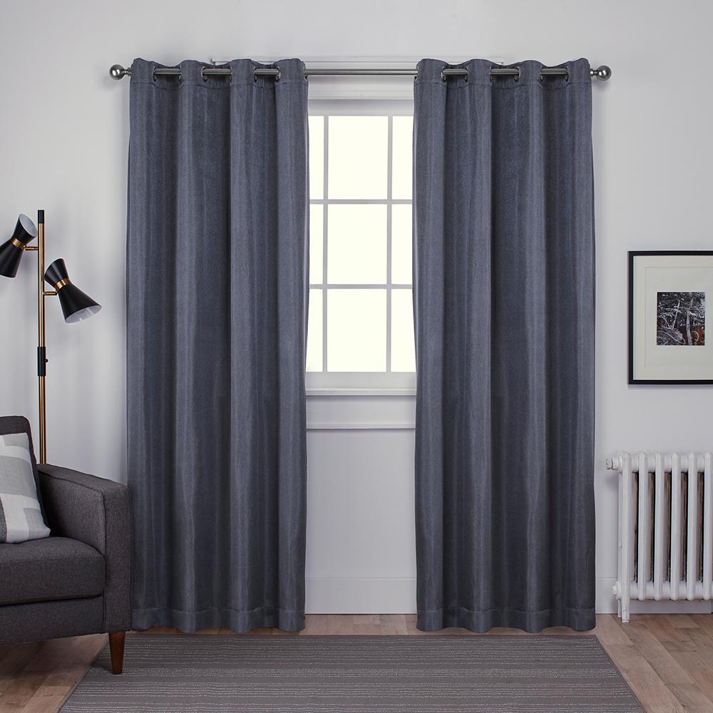 Carling 52 in. W x 96 in. L Woven Blackout Grommet Top Curtain Panel in