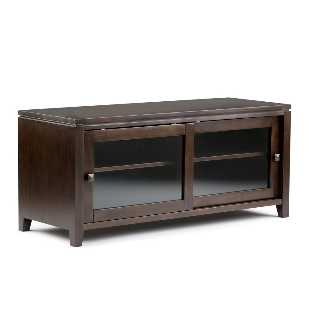 Simpli Home Cosmopolitan Solid Wood 48 In Wide Mahogany Brown For