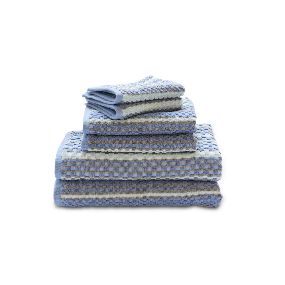 Lintex Waffle Check 6Piece 100 Cotton Bath Towel Set in Ocean867361