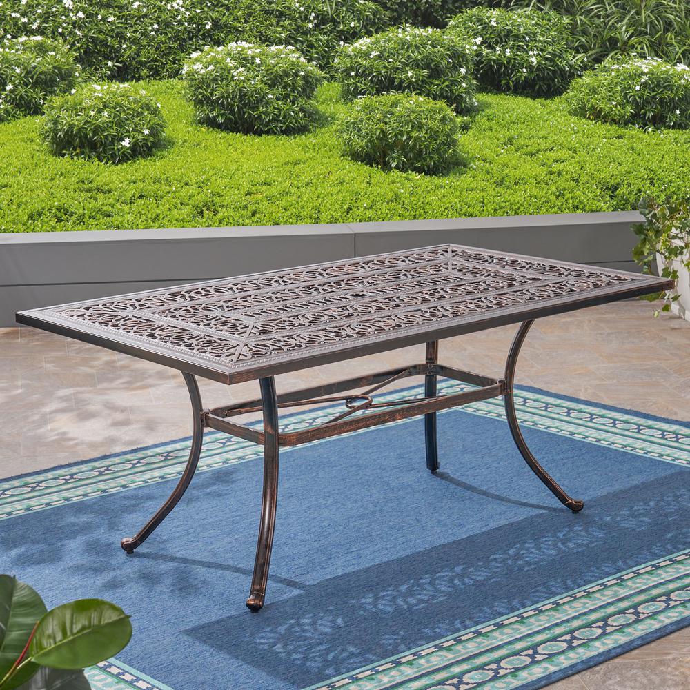 Noble House Navan 30 in. Silver Rectangular Aluminum Outdoor Dining Table69660 The Home Depot