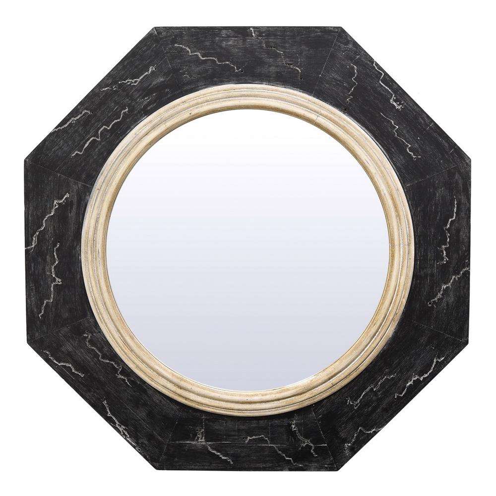 THREE HANDS 36 in. x 3.5 in. x 36 in. Wood Wall Mirror84607 The Home