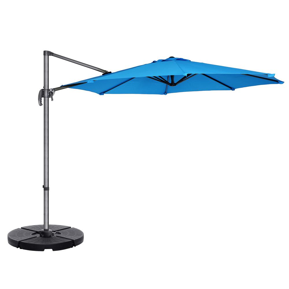 Villacera 10 Ft Steel Cantilever Tilt Patio Umbrella In Blue Hwd630701 The Home Depot