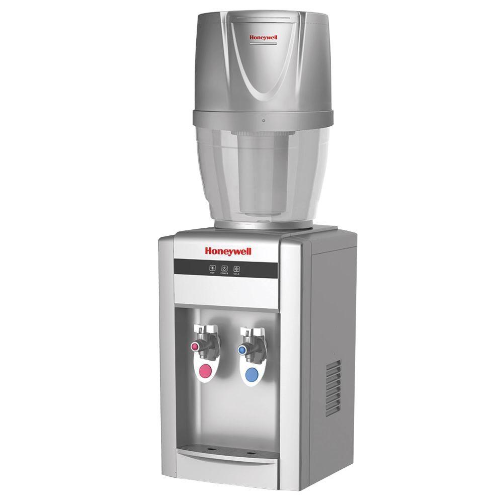 Honeywell Tabletop TopLoading Hot/Cold Water Dispenser with 4 Gal. Filtration System in Black