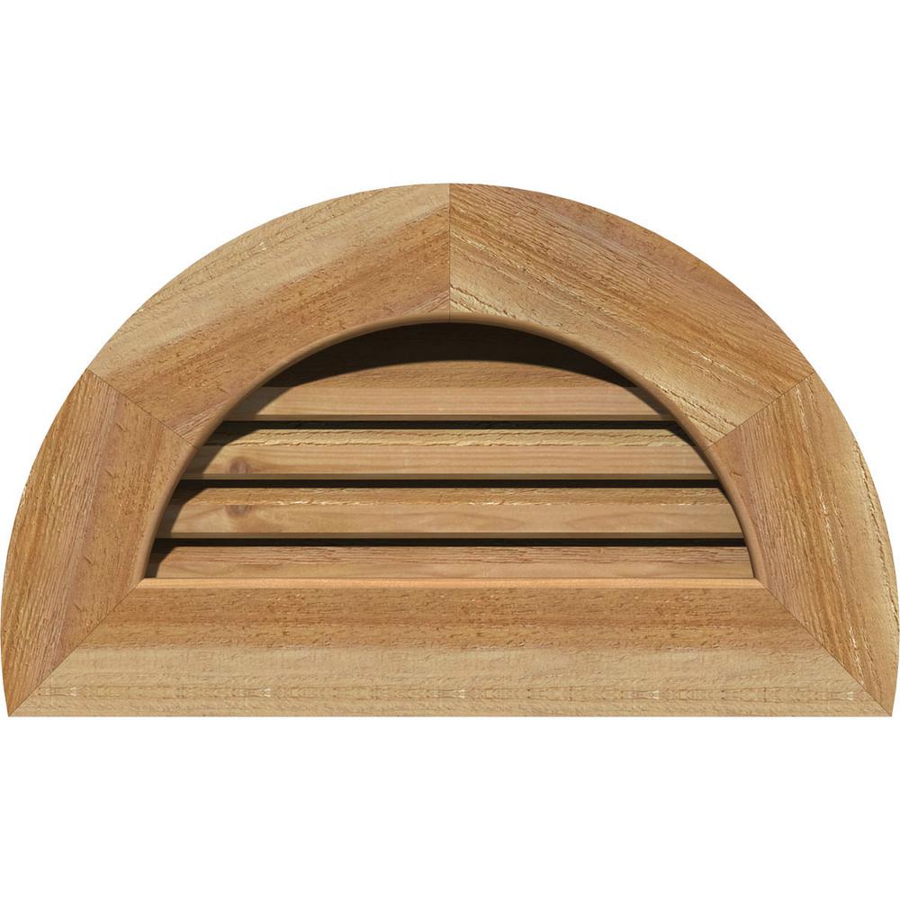 Ekena Millwork 35 in. x 20 in. Functional Half Round Gable Vent with Flat Trim in Unfinished