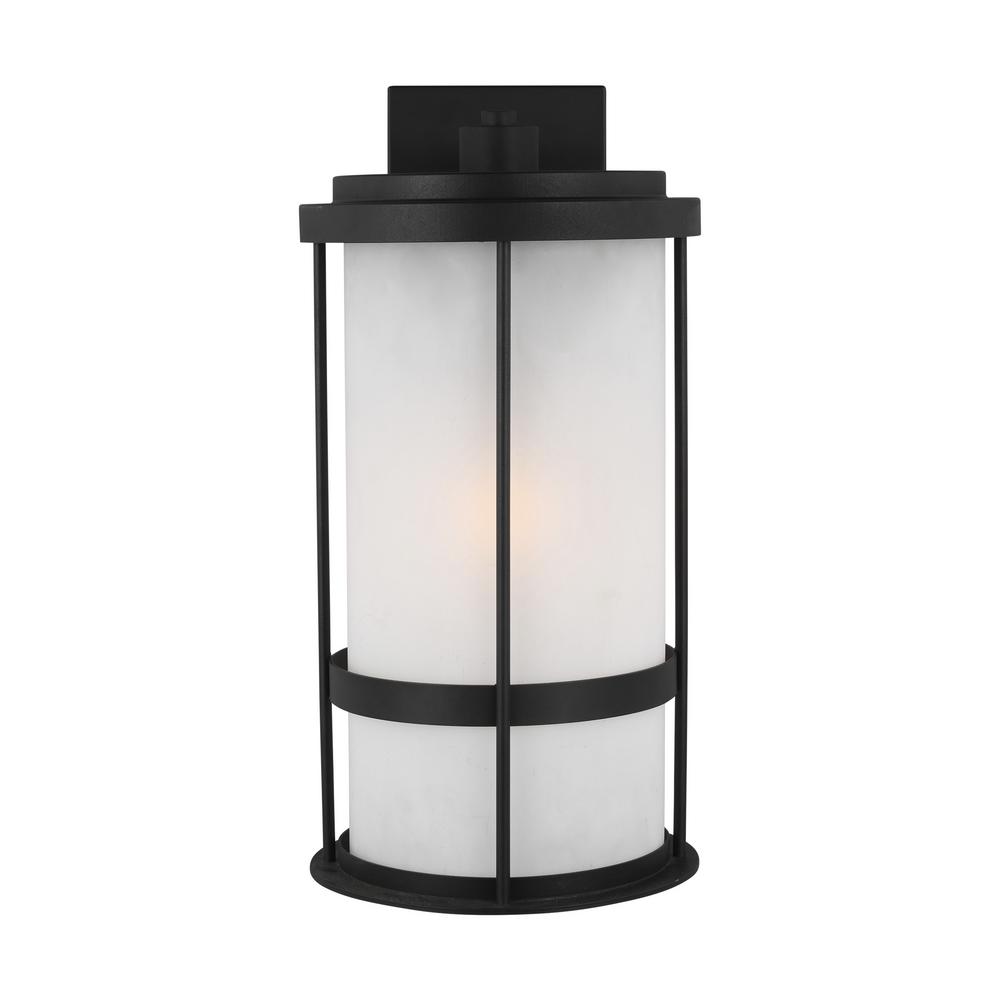 Sea Gull Lighting Wilburn 1-Light Black Outdoor Wall Lantern