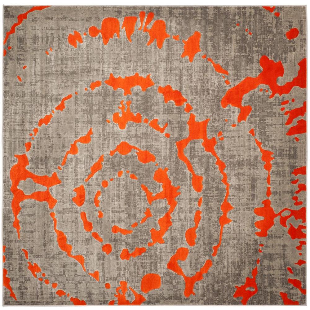 Safavieh Porcello Light Grey/Orange 6 ft. 7 in. x 6 ft. 7 in. Square