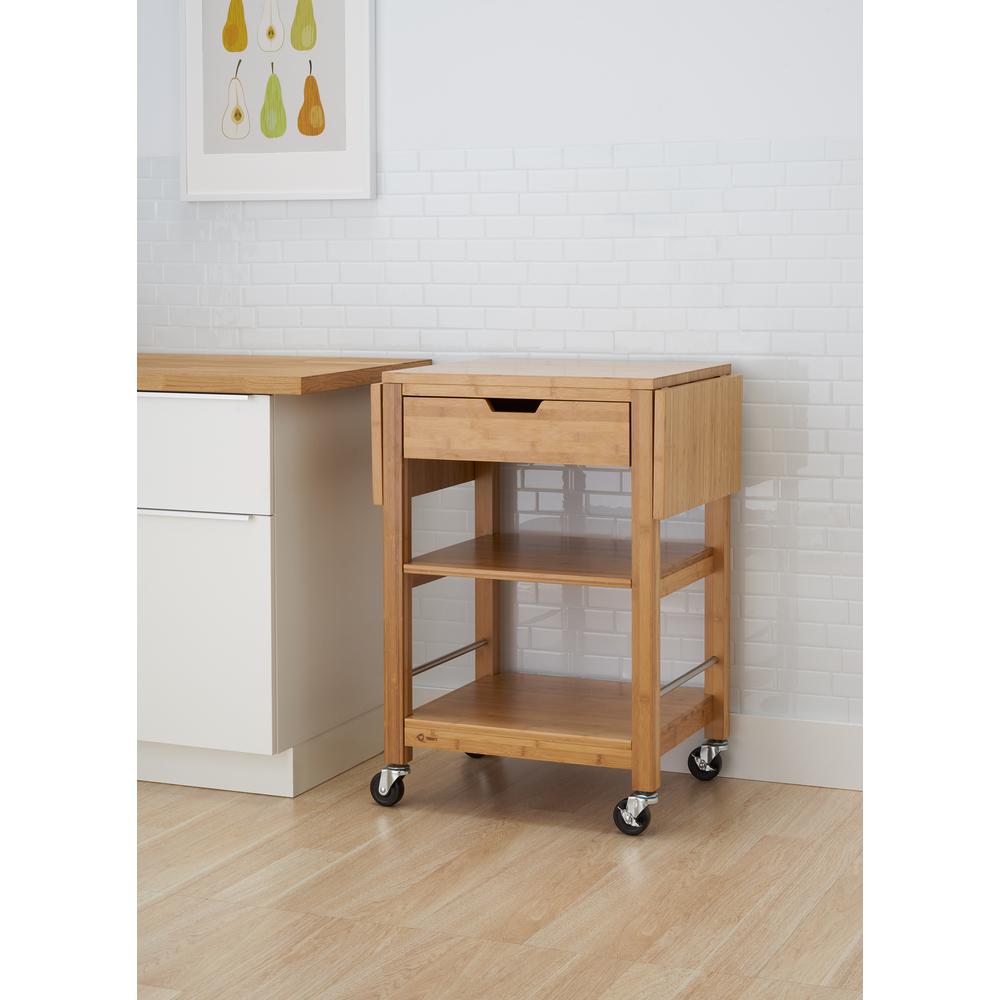 Trinity 24 in. Bamboo Kitchen Cart with Drop Leaf TBFLNA1406 The