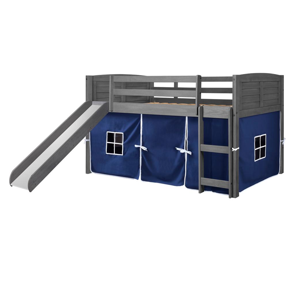 full size low loft bed with slide