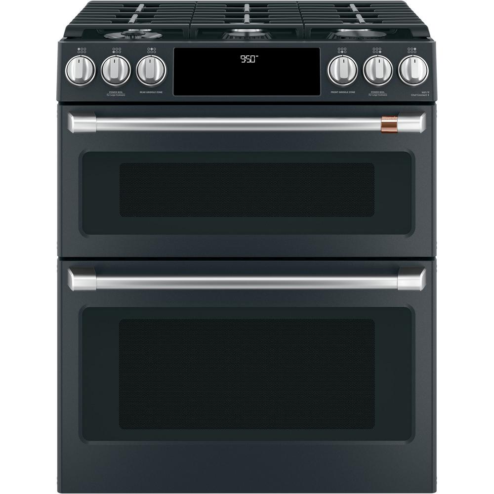 Cafe 30 In 7 0 Cu Ft Slide Double Oven Dual Fuel Range With Self Clean Convection Matte Black Fingerprint Resistant Cafe 30 In 7 0 Cu Ft Slide Double Oven Dual Fuel Range With Self Clean Convection Matte Black Fingerprint Resistant