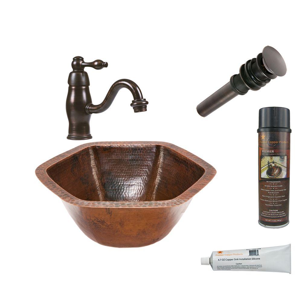 Premier Copper S All In One Hexagon Under Counter Hammered Premier Copper S All In One Hexagon Under Counter Hammered Bathroom Sink
