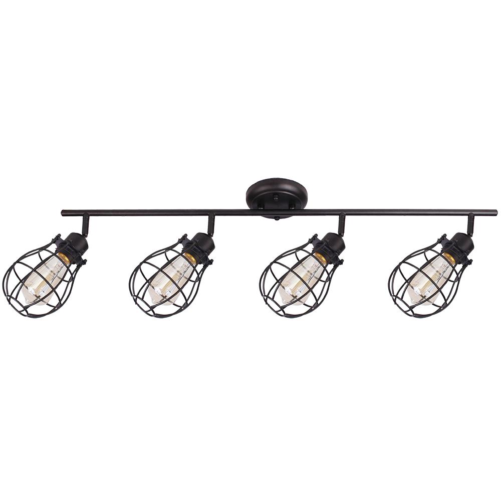 BELDI Lancy 4Lights Matte Black Track Light with Cage Shade1815TR4