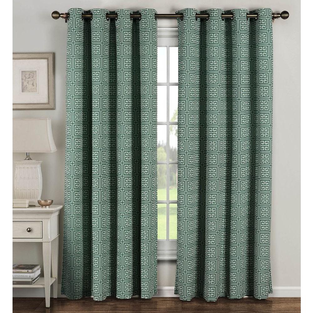 Window Elements Semi Opaque Greek Key Cotton Blend Extra Wide 96 In L Grommet Curtain Panel Pair Teal Set Of 2 Window Elements Semi Opaque Greek Key Cotton Blend Extra Wide 96 In L Grommet Curtain Panel Pair Teal Set Of 2