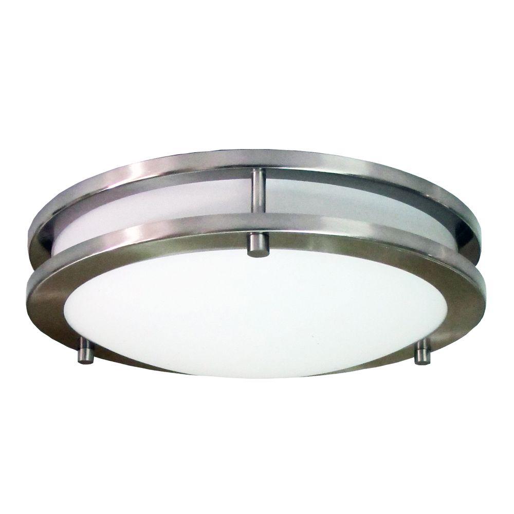 Homeselects Flush Mount Lights Lighting The Home Depot Saturn Brushed Nickel Led Flushmount