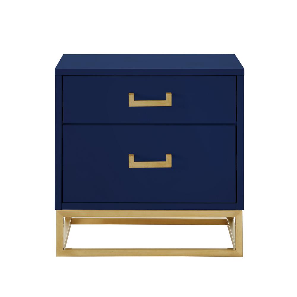 Nicole Miller Millani Modern Dark Navy Gold End Table Metal Base Knob Nightstand Nst156 09ng Hd The Home Depot