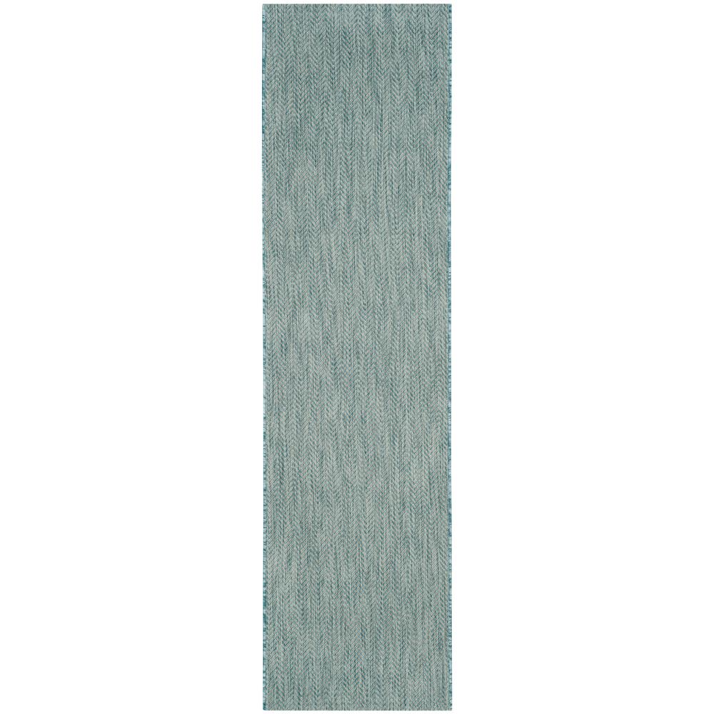 Safavieh Courtyard Aqua/Gray 2 ft. 3 in. x 8 ft. Indoor/Outdoor Runner Area RugCY80223712128