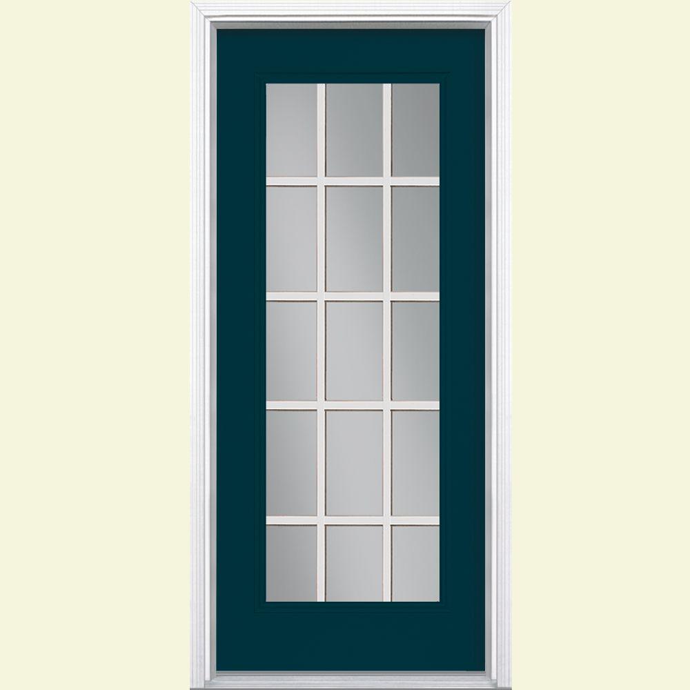 Masonite 32 In. X 80 In. Night Tide 15 Lite Right-Hand Clear Glass ...