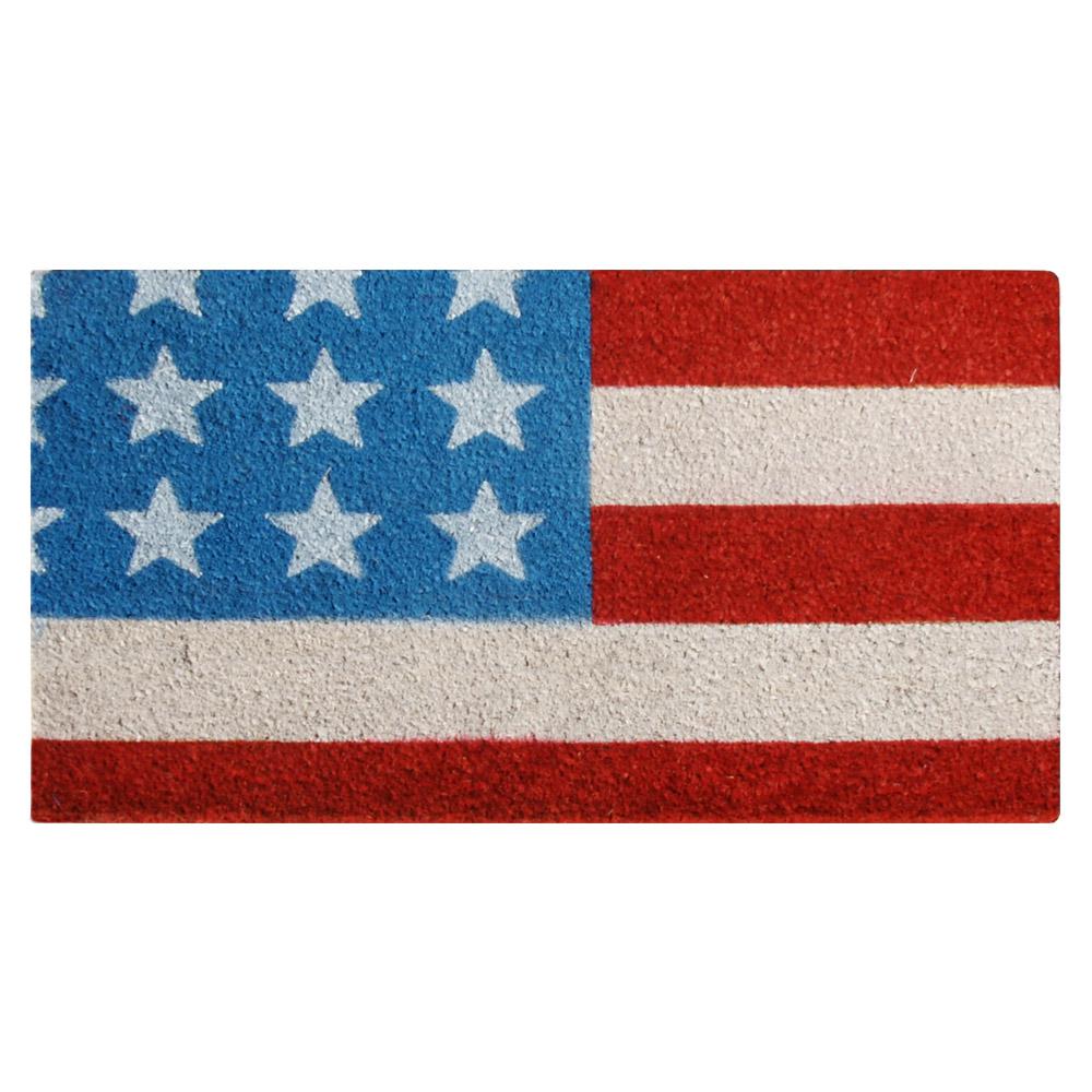 Rubber Cal Stars And Stripes 30 In X 18 In Patriotic Coir Door