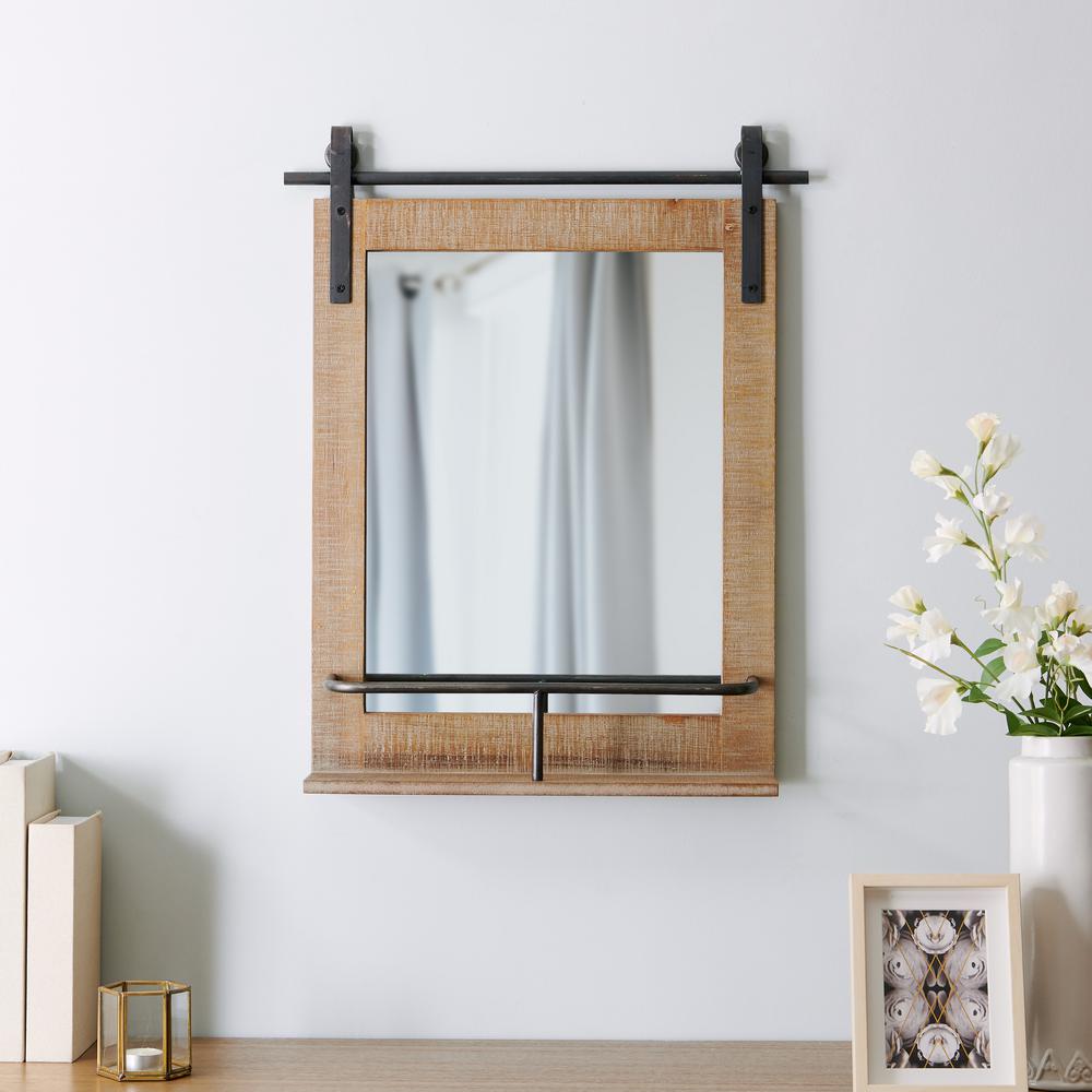 Firstime Co 25 In X 20 Ingram Barn Door Mirror With Shelf Ingram Barn Door Mirror
