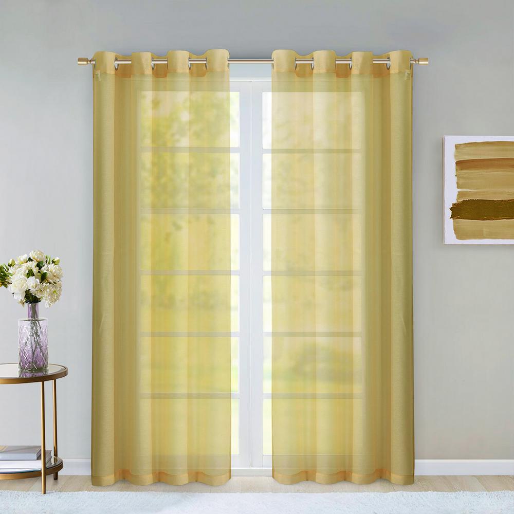 Gold Sheer Curtains Curtains Drapes The Home Depot