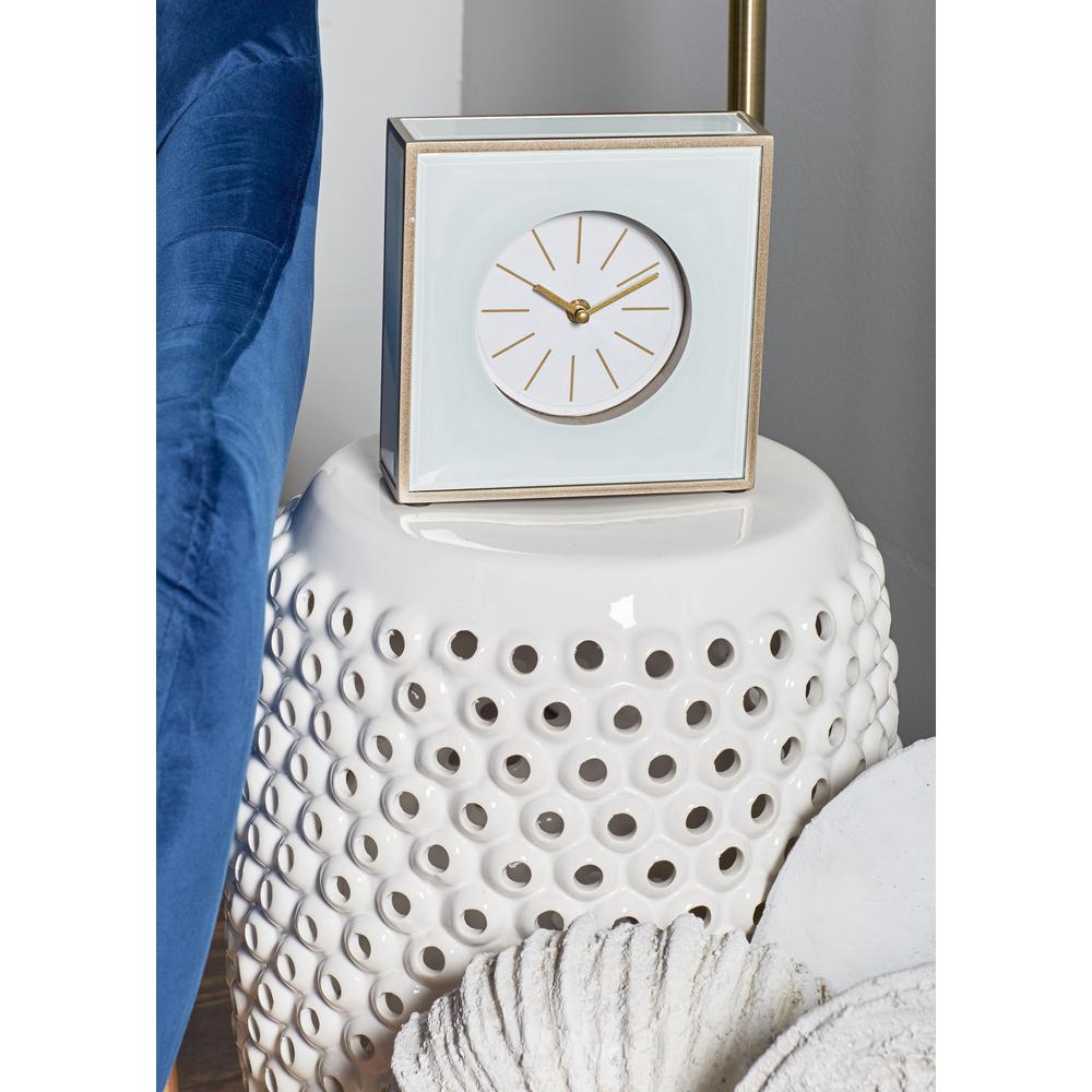 Multi-Colored Modern Table Clock with White, Gold and Brown Accents