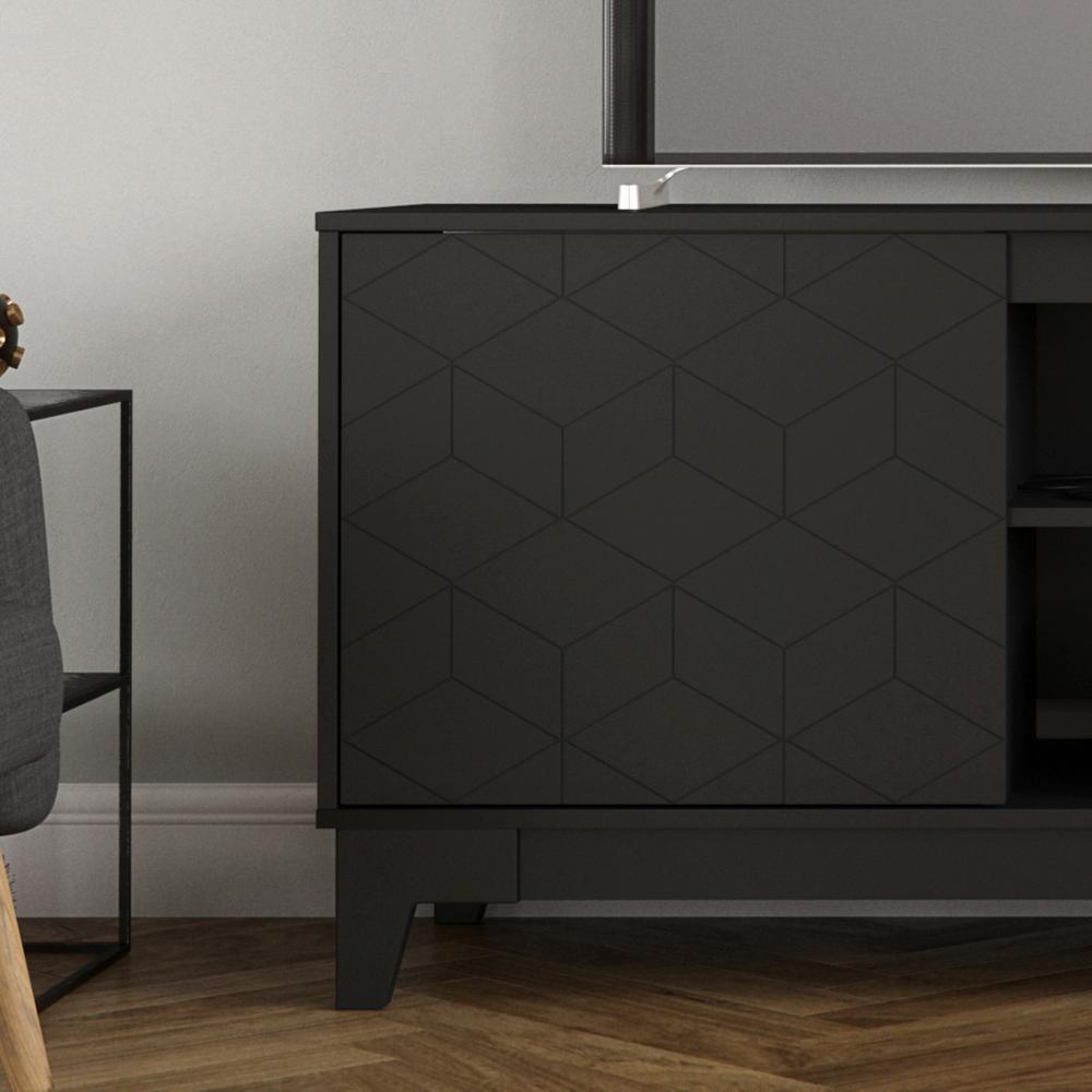 Nexera Hexagon 71 in. Black Engineered Wood TV Stand Fits TVs Up to 80 ...