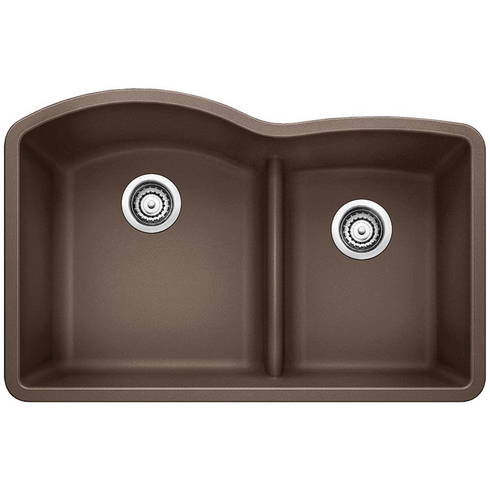 Blanco Diamond Undermount Granite Composite 32 In 60 40 Double Bowl Kitchen Sink With Low Divide In Anthracite