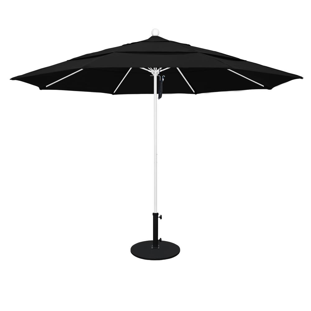 California Umbrella 11 Ft White Aluminum Pole Market Fiberglass Ribs Pulley Lift Outdoor Patio Umbrella In Black Sunbrella Alto118170 5408 Dwv The Home Depot