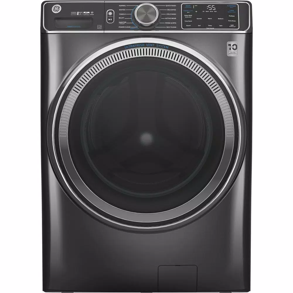 GE 5.0 cu. ft. Diamond Gray Front Load Washing Machine with OdorBlock UltraFresh Vent System with Sanitize and Allergen