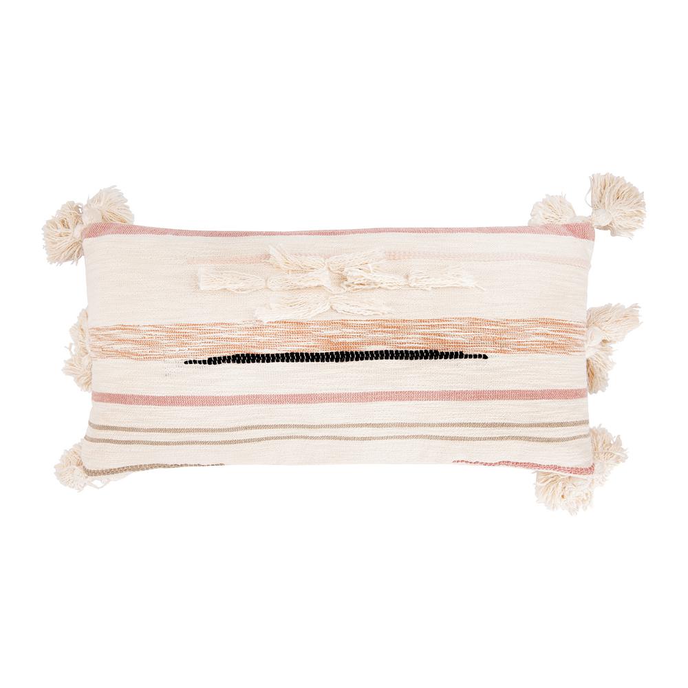 3r Studios Pink And Brown Striped Kilim Lumber 28 In X 14 In