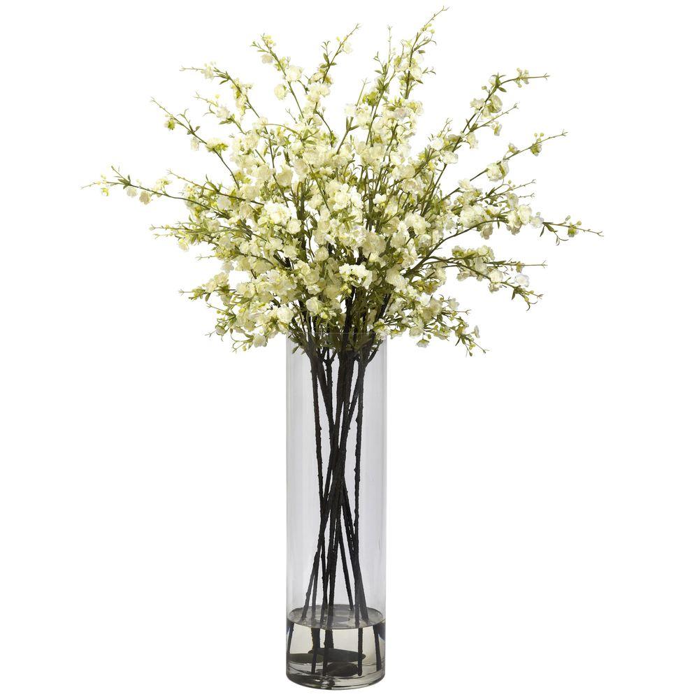 Nearly Natural Giant Cherry Blossom Arrangement In White 1316 Wh The Home Depot