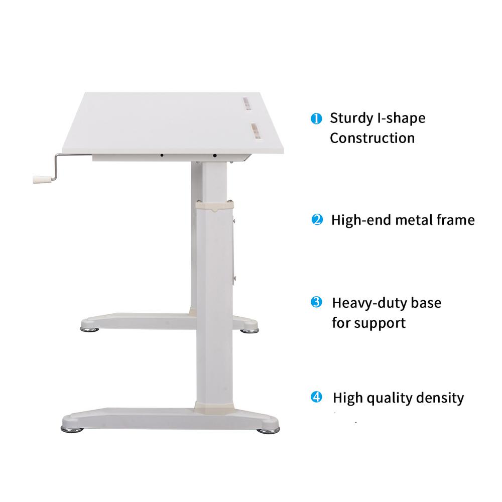 Merax 28 7 44 5 Height White Metal Standing Desk With Crank