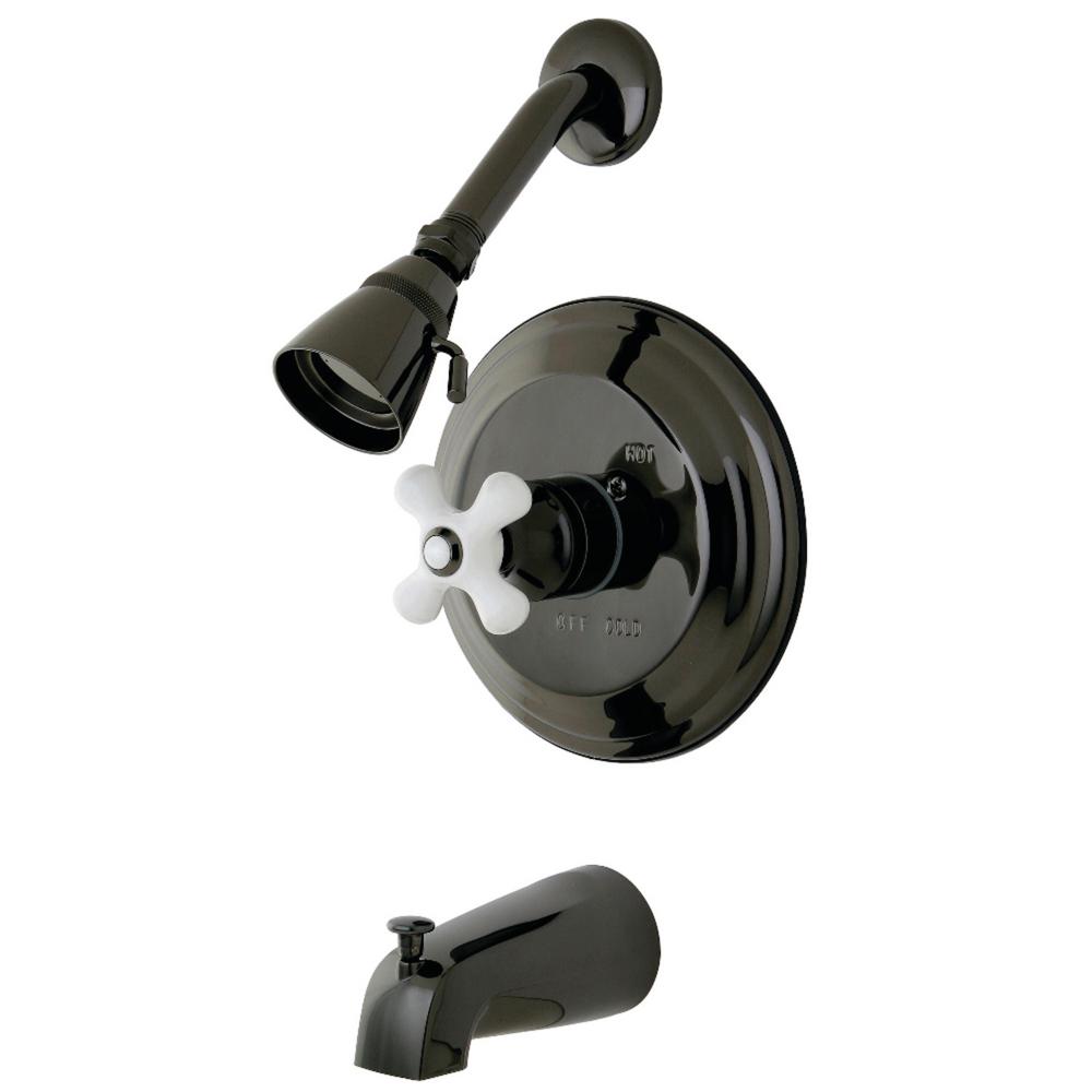Kingston Br Vintage Porcelain Cross Single Handle 5 Spray Tub And Kingston Br Vintage Porcelain Cross Single Handle 5 Spray Tub And Shower Faucet In