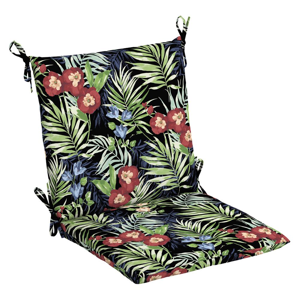 Hampton Bay Black Tropical Outdoor Dining Chair Cushion-TJ05551B-9D6 ...