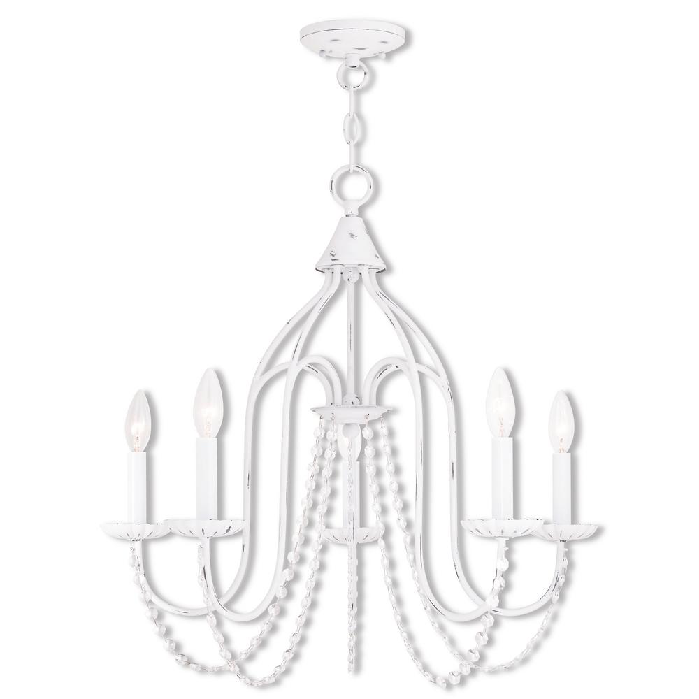 Livex Lighting Alessia 5 Light Antique White Chandelier 40795 60 Livex Lighting Alessia 5 Light Antique White Chandelier