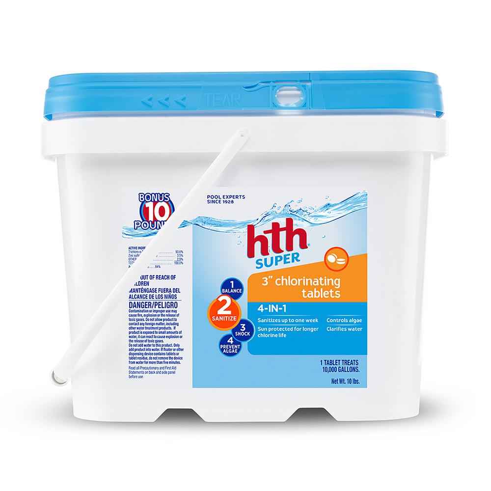 UPC 073187420107 product image for HTH 10 lbs. Pool Chlorine 3 in. Chlorinating Tablets 4-in-1 Sanitizer | upcitemdb.com