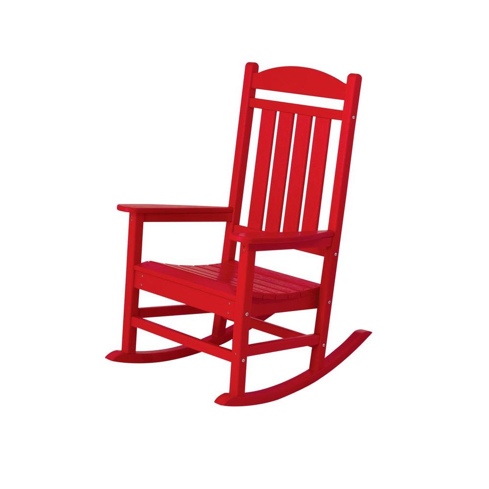 Polywood Presidential Sunset Red Patio Rocker R100sr The Home Depot