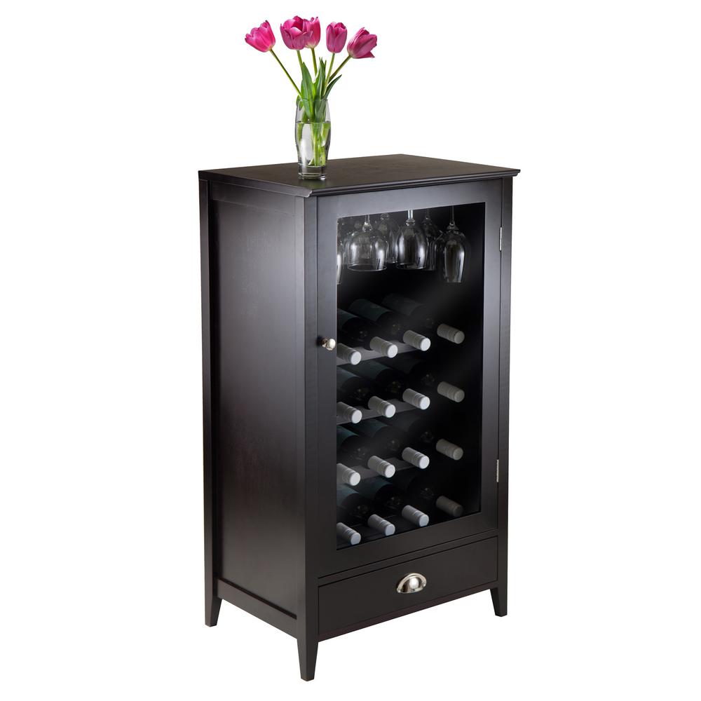 Winsome Wood Bordeaux 20 Bottle Espresso Bar Cabinet 92416 The Bordeaux 20 Bottle Espresso Bar Cabinet