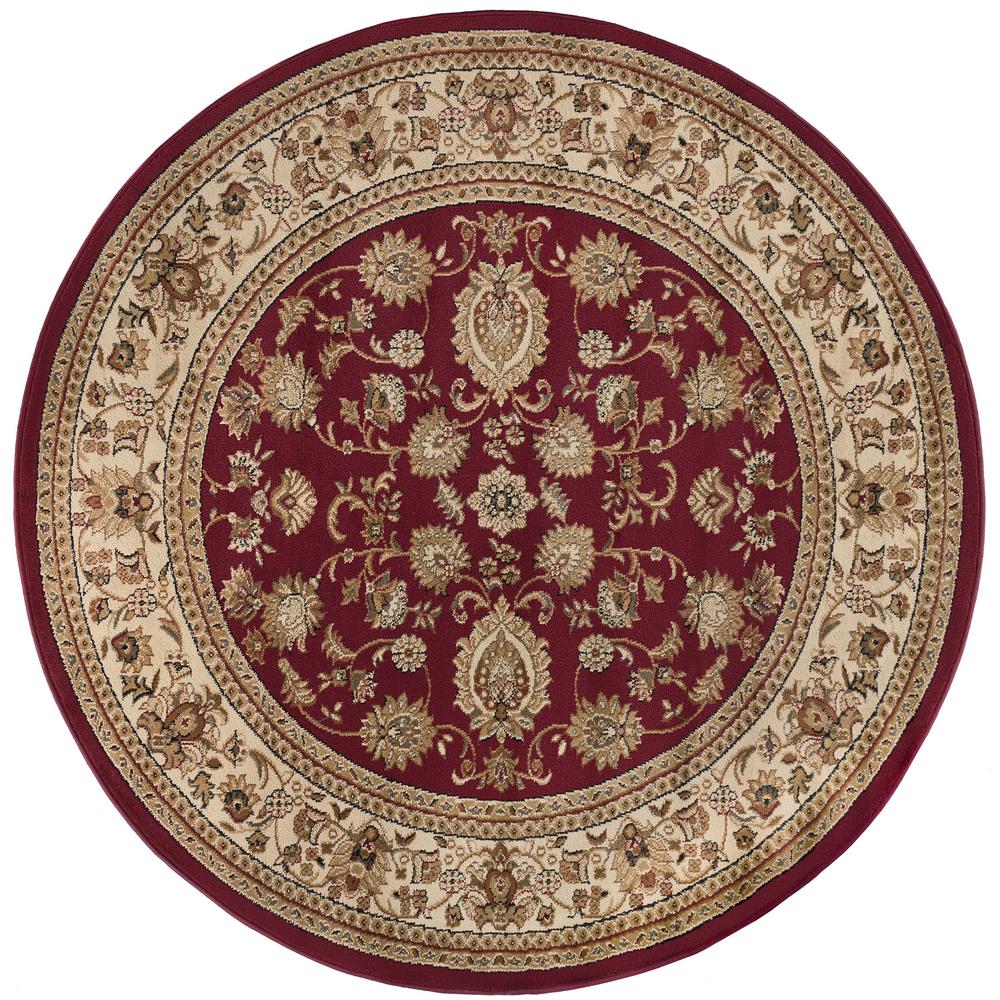 Tayse Rugs Sensation Red 8 Ft Traditional Round Area Rug