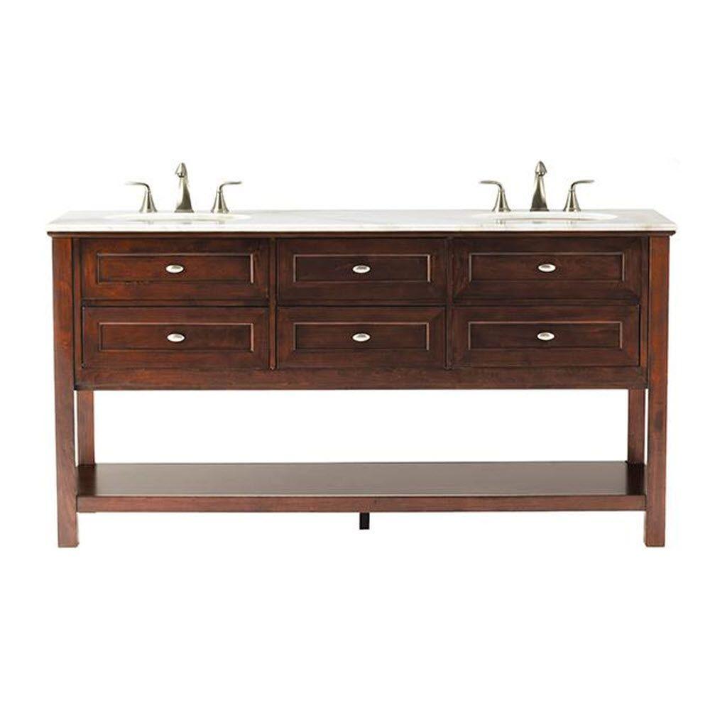 Home Decorators Collection Austell 67 In W Double Bath Vanity Espresso With Natural Marble Top White