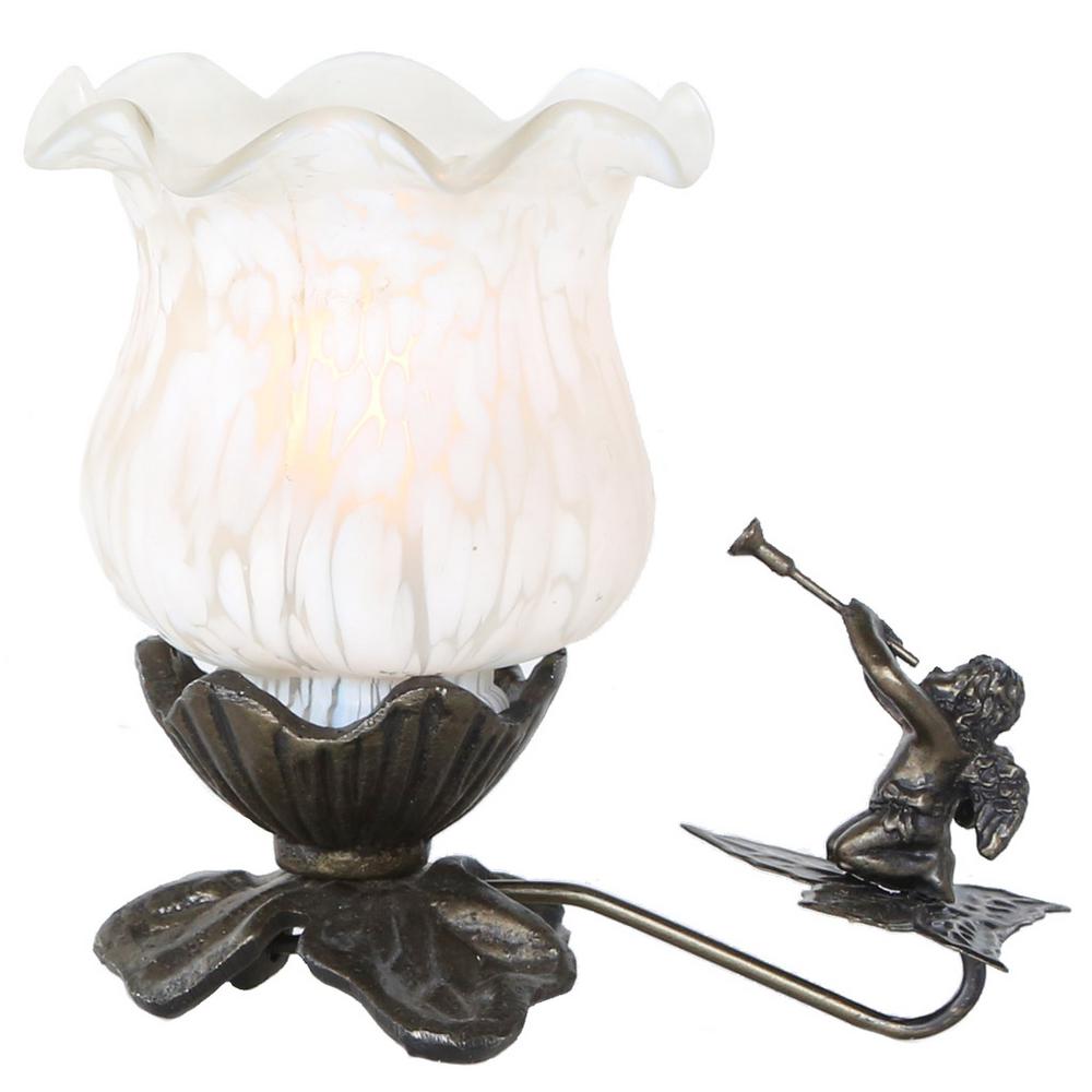 River of Goods 6 in. White Accent Lamp with Handpainted Frosted Glass
