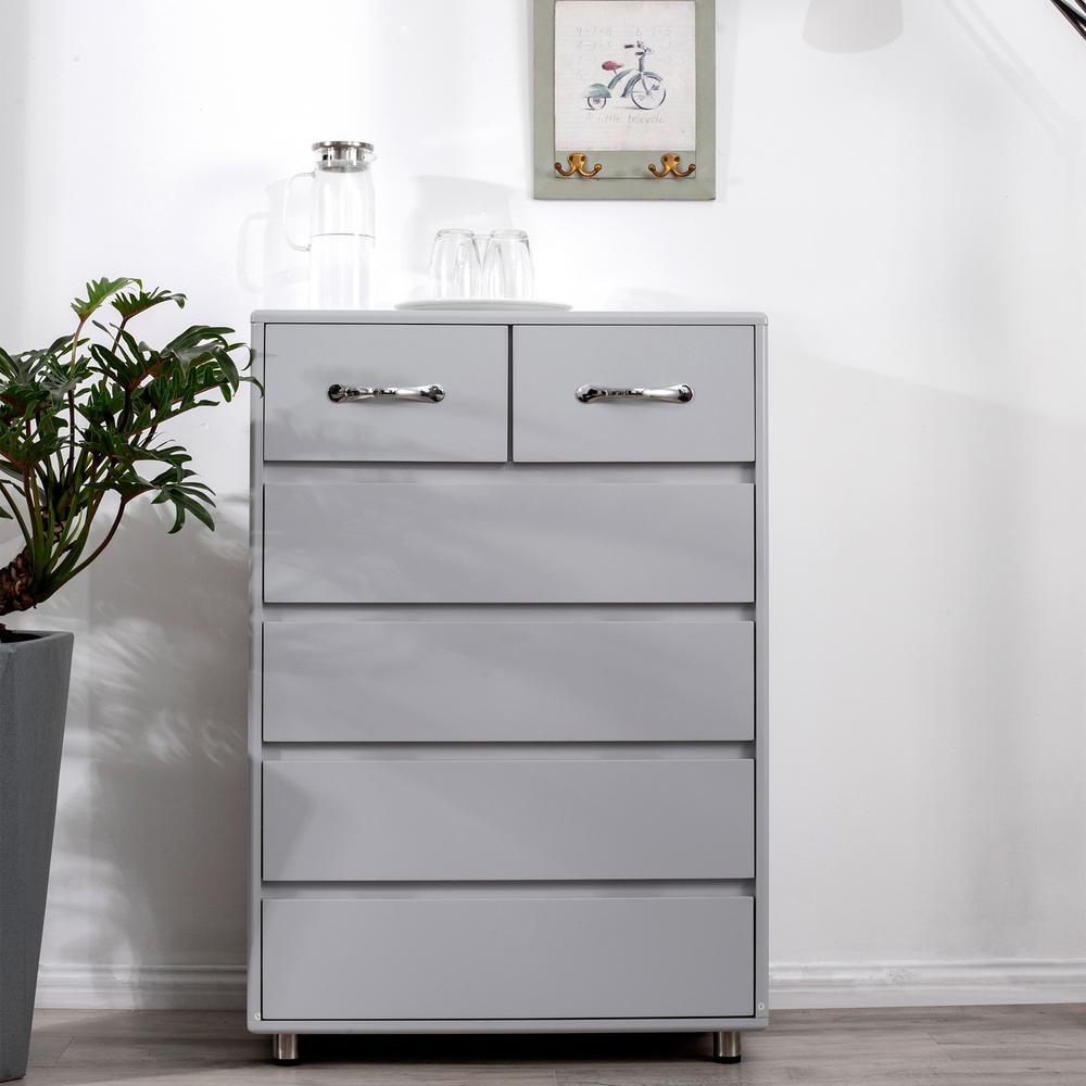 Harper Bright Designs Grey Modern 6 Drawer Dresser W28203340
