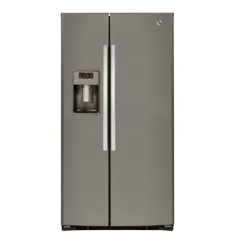 GE 25.3 cu. ft. Side by Side Refrigerator in Slate, Fingerprint Resistant and ENERGY STAR