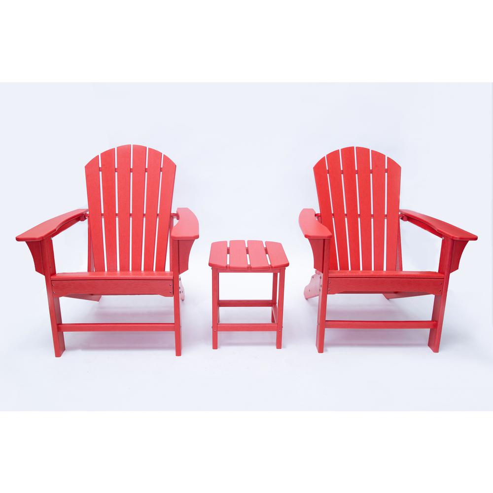 LuXeo Hampton Red Plastic Outdoor Patio Adirondack Chair And Table Set   Luxeo Plastic Adirondack Chairs Lux 1518 Red2t 64 1000 