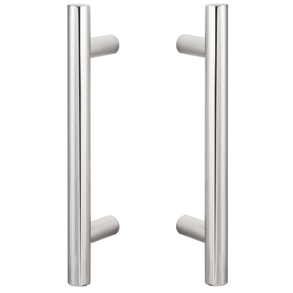 SureLoc Hardware 12 in. Tall Polished Chrome Back to Back Handle Pull Sliding Door and Barn